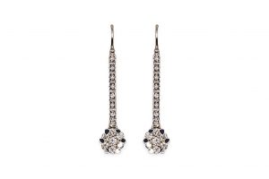 Pendientes barra y roseta de diamantes