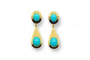 Pendientes oro tuquesa oval