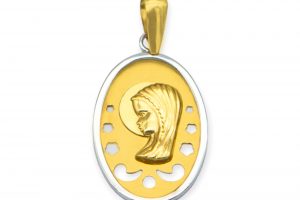 Medalla oro Virgen Niña bicolor oval