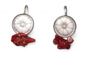 Pendientes plata camafeo y coral