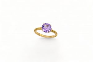 Sortija amatista y micro bolas