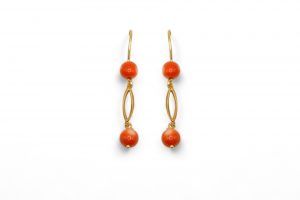 Pendientes dos bolas coral y jaula