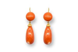 Pendientes oro coral boton pimiento