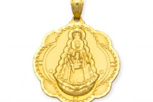Medalla Virgen Rocio pandereta lapidada
