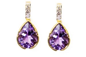 Pendientes diamantes y amatista