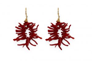 Pendientes aros ramas coral