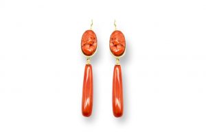 Pendientes camafeo y pimiento de coral