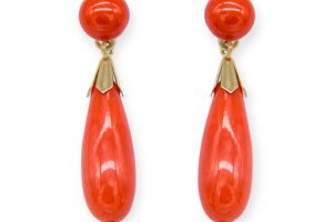 Pendiente botón coral y pimiento