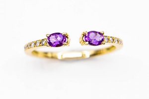 Anillo tú y yo amatista y diamante