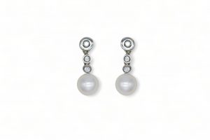 Pendientes 3 chatones brillantes y perla