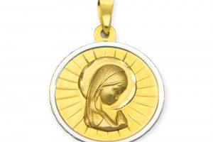 Medalla oro Virgen Niña bicolor lisa