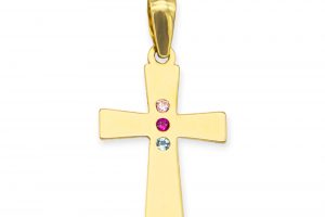 Cruz oro diseño 3 circonitas color