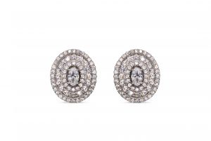 Pendiente plata oval orla circonitas