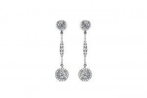 Pendiente plata 2 orlas circonitas largo