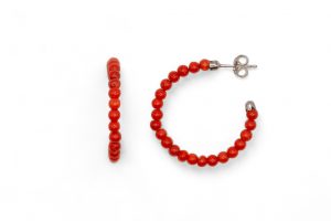 Pendientes argollas bolas coral