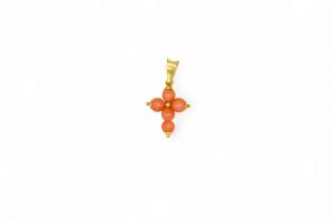 Cruz mini bolas coral rosa-anaranjada