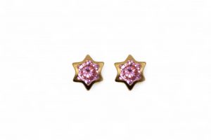 Pendientes oro estrella rosa