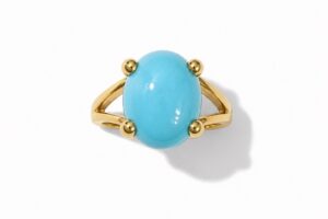 Anillo turquesa doble aro y 4 garras