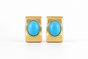 Pendientes rectos turquesa oval