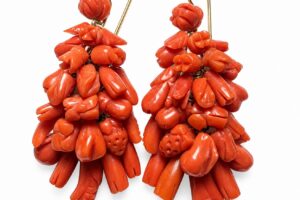 Pendiente coral frutas