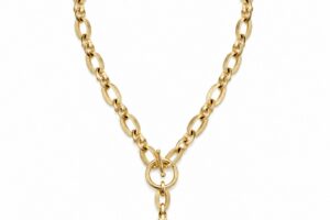 Collar italiano eslabones circulo con piedra